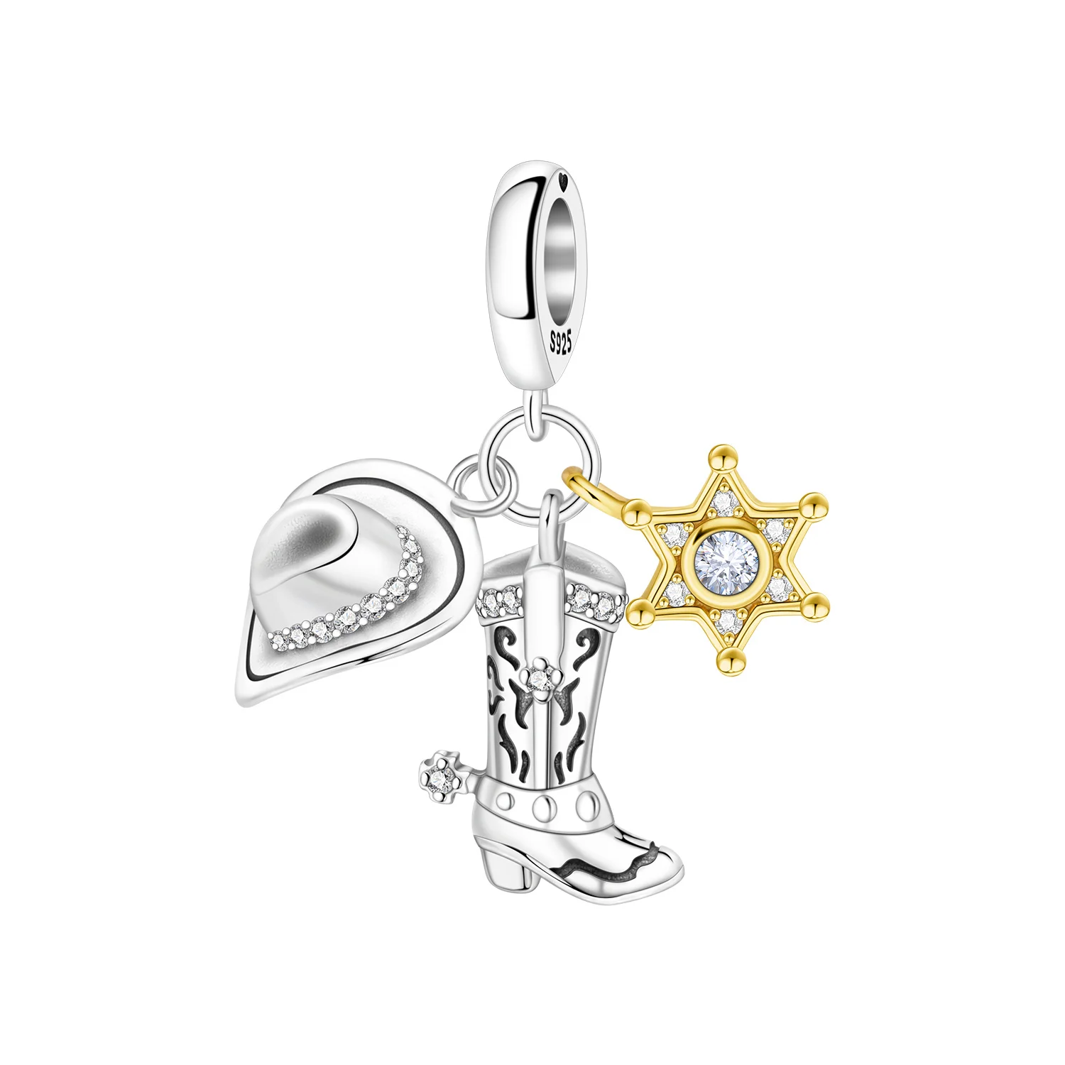 Bottes de Cowboy occidentales en argent Sterling 925, série de loisirs, pendentifs, breloques adaptées aux bijoux, perles de fête, bricolage, cadeaux fins, accessoire