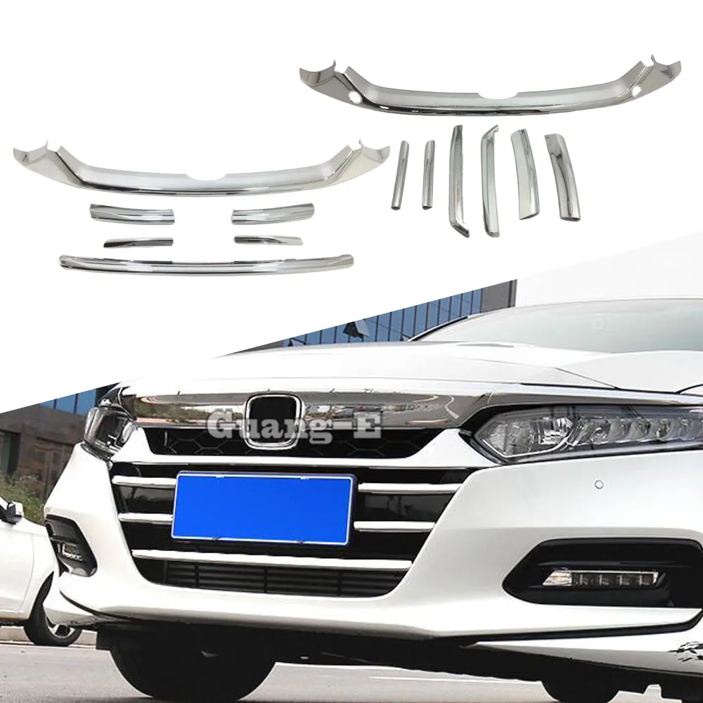 

For Honda Accord 10th 2018 2019 2020 2021 2022 2023 Body Protection Detector ABS Chrome Trim Front Grid Grill Grille Panel 7PCs