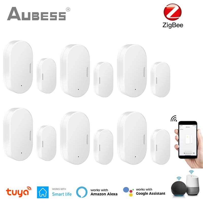 

Датчик двери Tuya Zigbee Smart Life, датчик открытия входной сигнализации для умного дома, работает с Alexa, amazon, Google Home