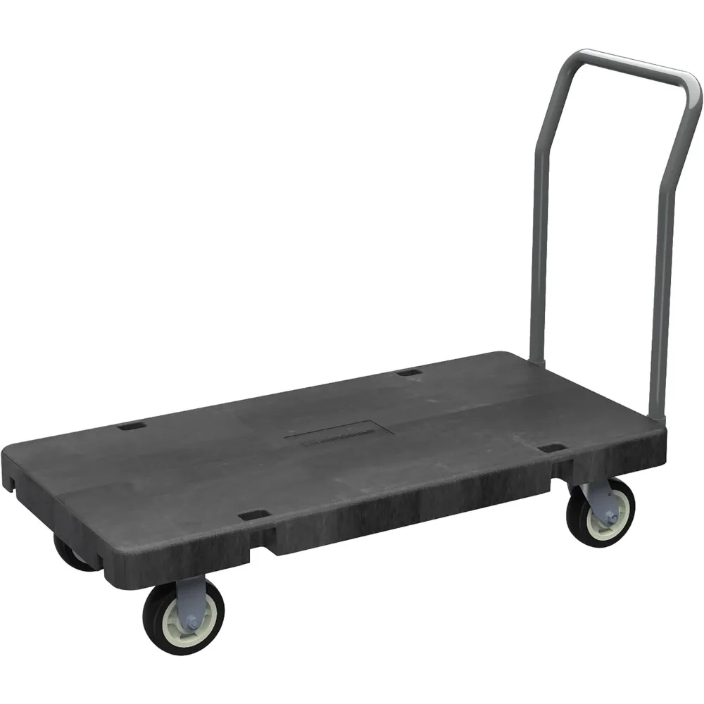 

Hotel Folding Cart with Wheels, Reinforced Plastic Platform Hand Truck with Removable Handle, Marking Polyurethane Casters