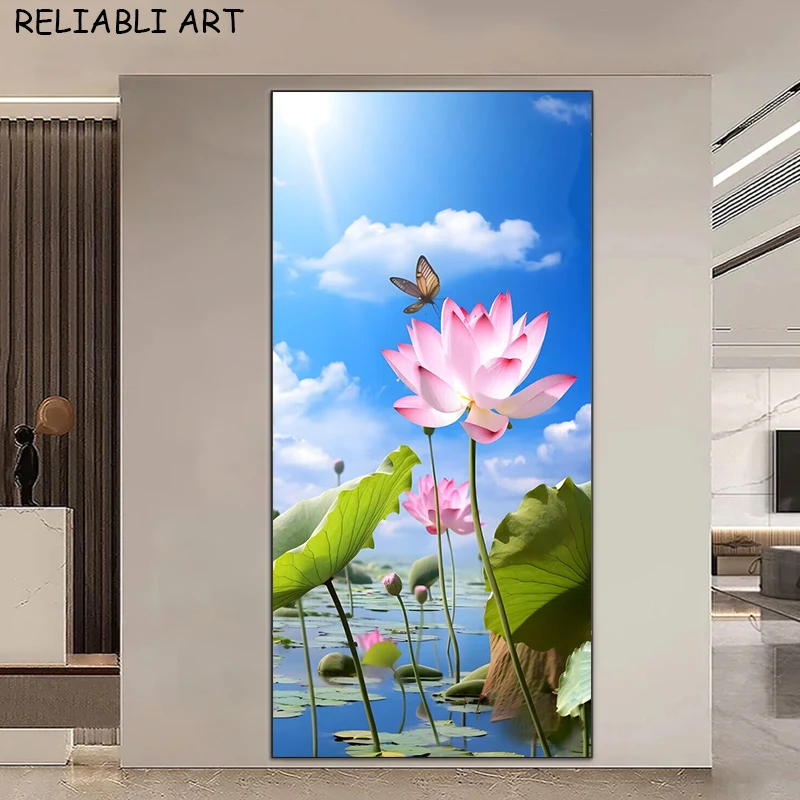 Natural Sky Sunset Lotus Flower Landscape Poster and Prints Canvas Painting Wall Art Pictures For Living Room Decor No Frame
