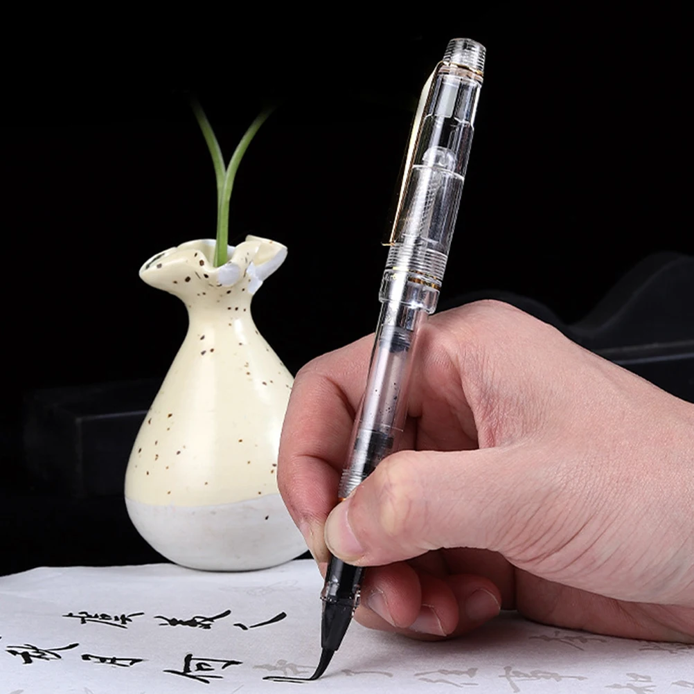 

2 Transparent Fountain Calligraphy Brushes Soft Tip Portable Writing Tools for Beginners Art Supplies