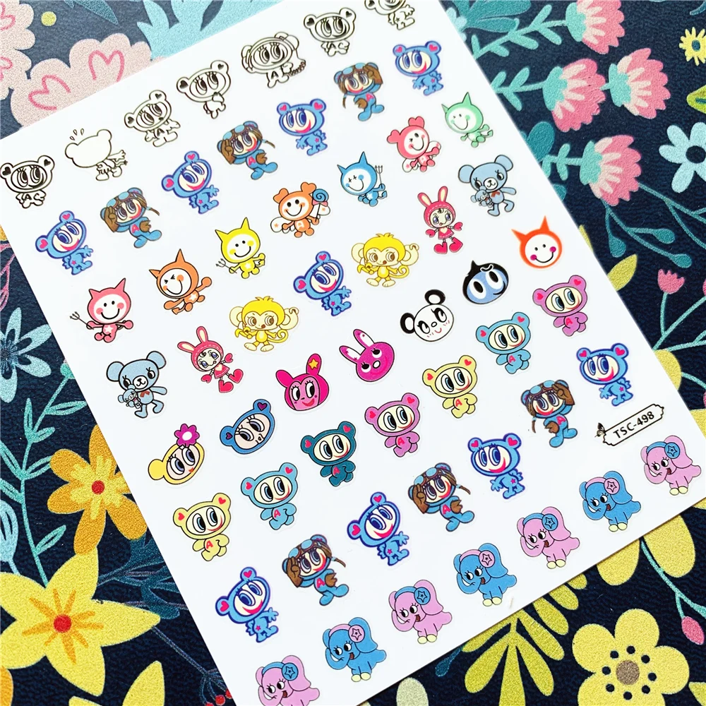 Newest TSC-498 Cartoon clown series 3d nail art stickers decal template diy nail tool decoration