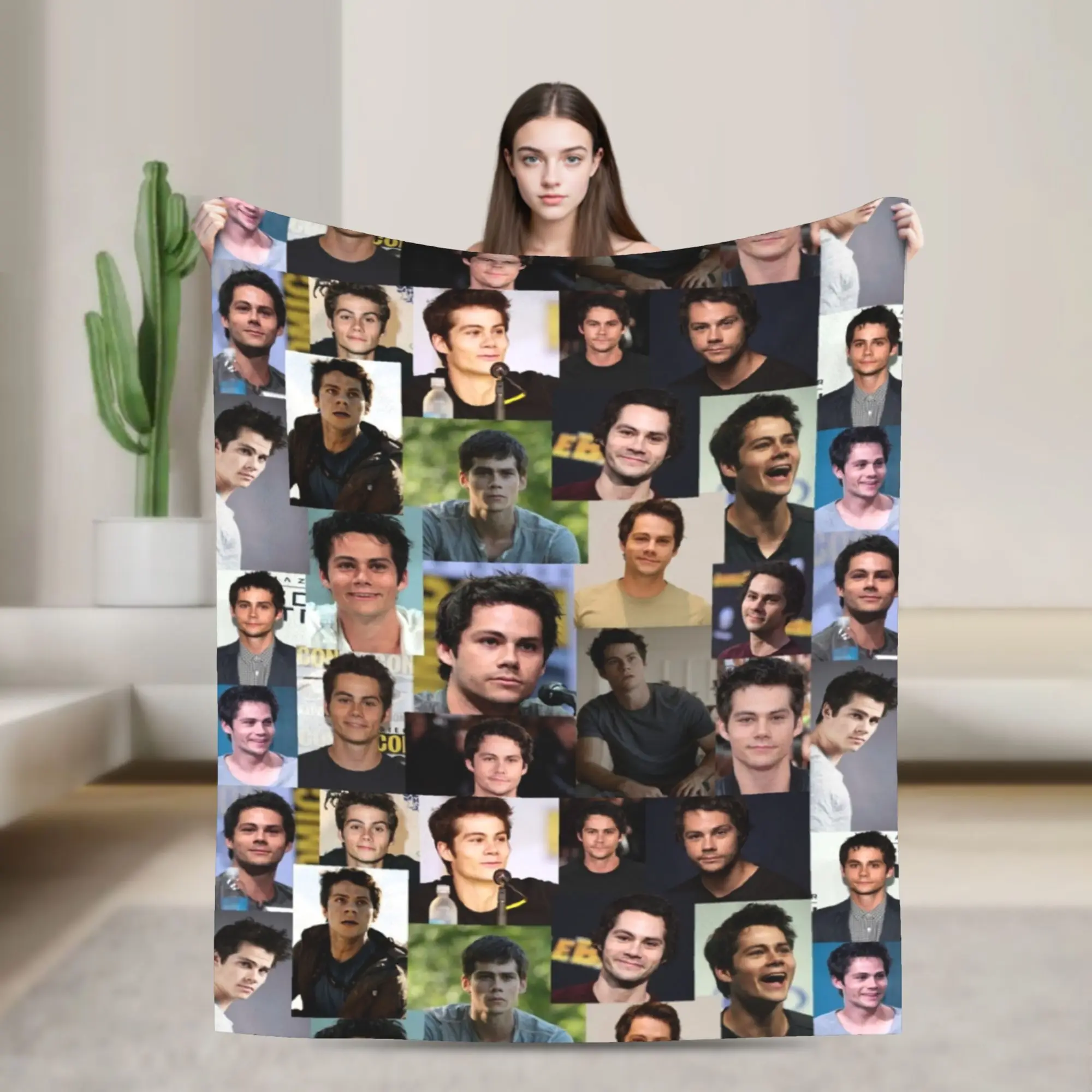 Dylan O'Brien Collage Knitted Blanket Actor  Fuzzy Throw Blanket Summer Air Conditioning Decoration Soft Warm Bedspreads