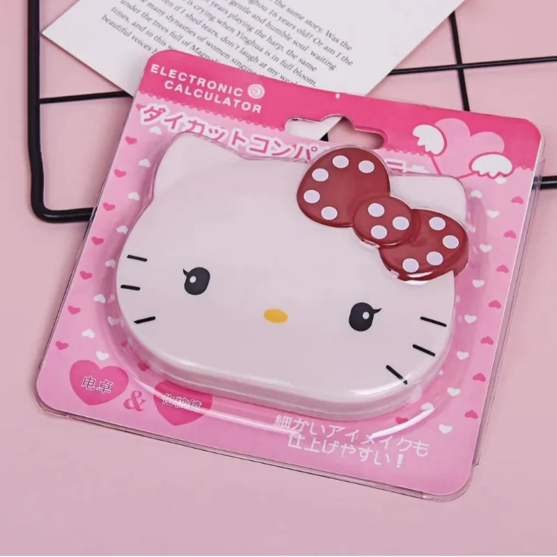 Sanrio Hello Kitty Folding Calculator Anime Makeup Mirror Electronic Handheld Computer Solar Calculation Office Supplies Gift