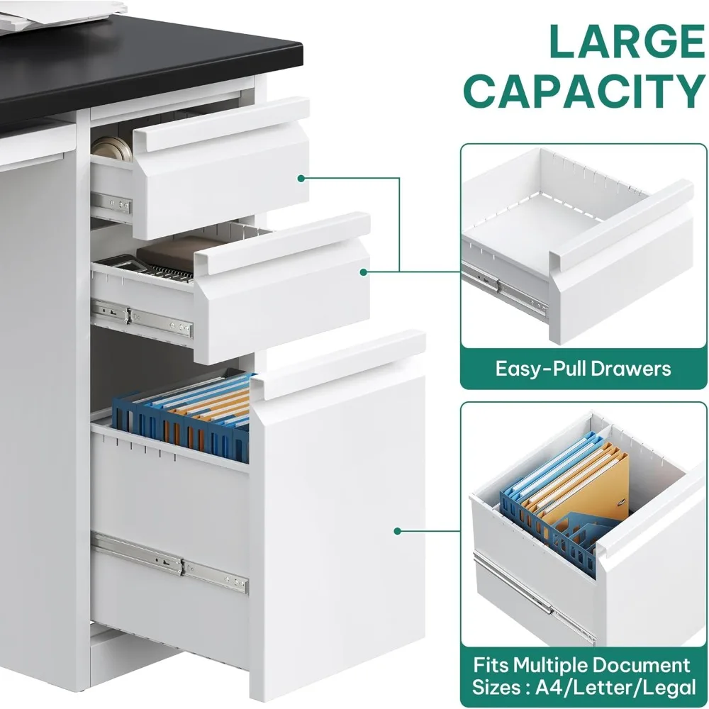 Executive bureau met 5 lades, stopcontacten, 57 bureau, archiefkast en toetsenbordlade
