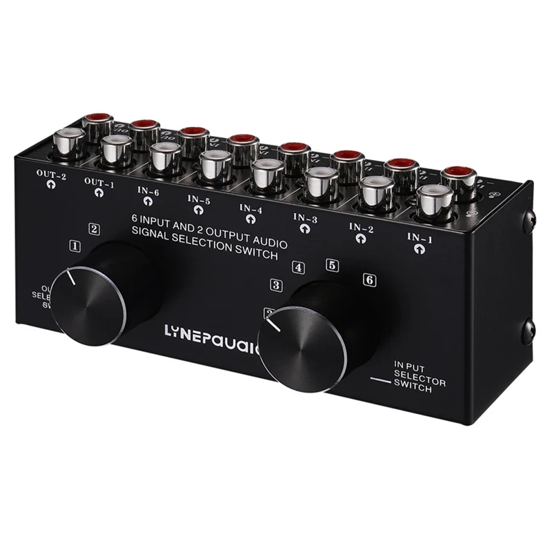 

Premium Durable LYNEPAUAIO Switcher 6in2 Out or2 in 6 Out Selection Switcher RCA Port