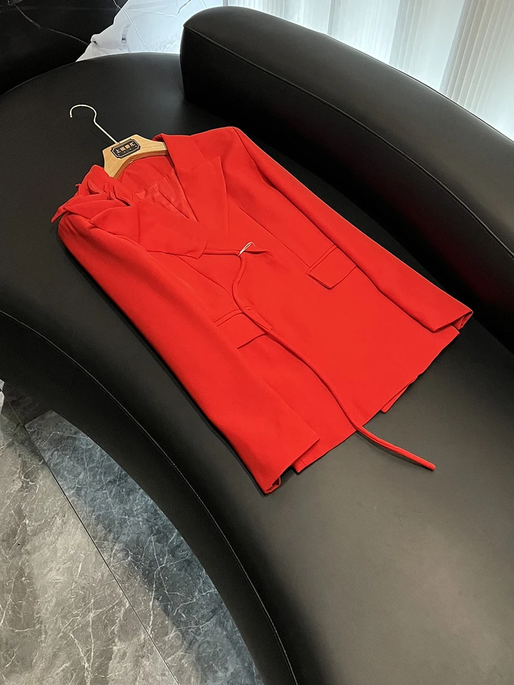 Ele v-ne fleur décoré coupe ajustée coupe droite costume Jaet trajet Sle femmes longue Sve décontracté Faion vêtements d'extérieur