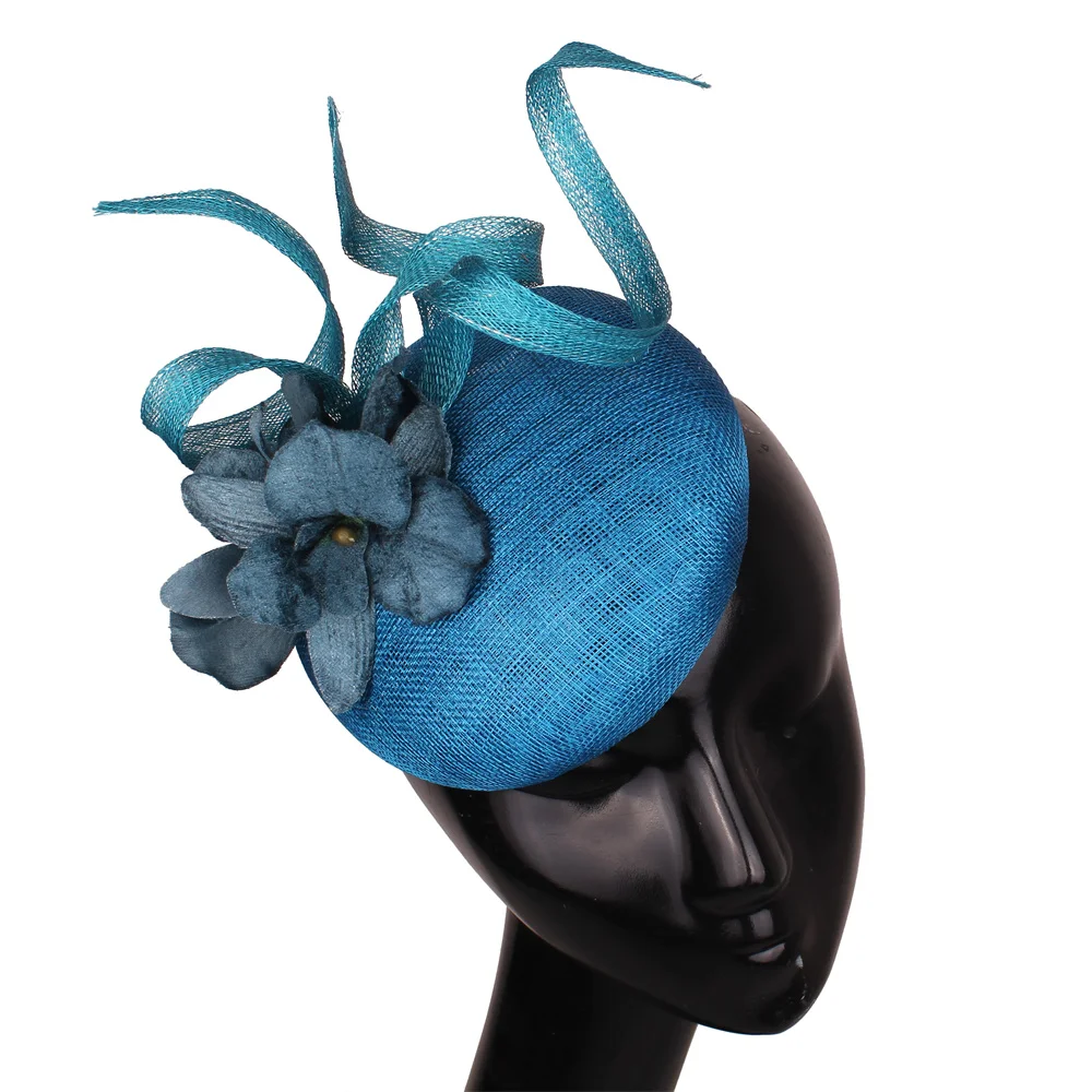 High Quality Sinamay Wedding Fascinator Headband Church Headpiece Elegant Bride Hat for Women Cocktail Hair Accessories view 3