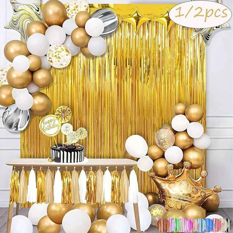 

1/2pcs Golden Tassel Background Decoration Birthday Wedding Decoration Adult Anniversary Bridal Shower Party Decoration 파티 장식포