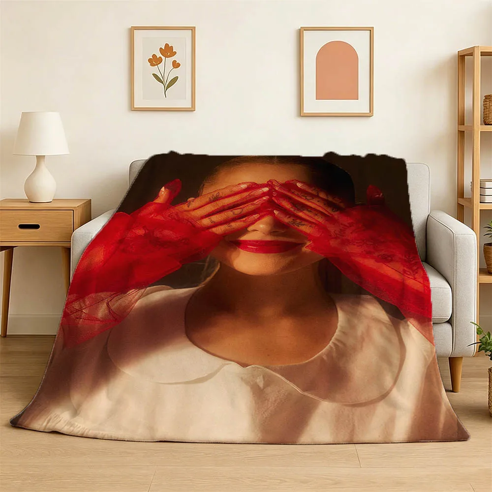 3D A-Ariana Music Singer Sunshine Flannel Blanket Soft Throw Blanket Art For Home Decor Bedroom Bed Sofa Cover Picnic Fans Gifts