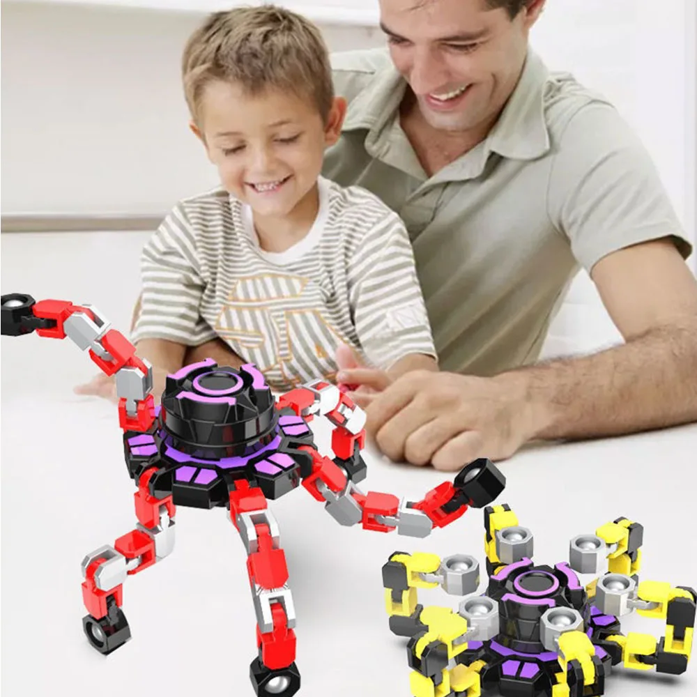 3PCS Transformable Fidget Spinners Stress Relief Sensory Toys Fingertip Gyros Spinner for ADHD Autism Kids Adults Party Favors