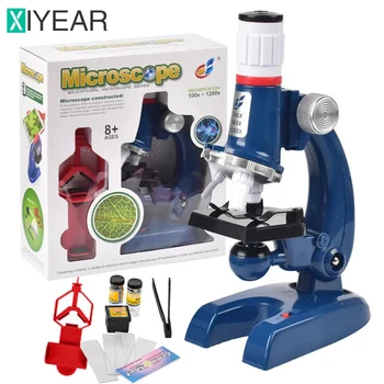 Science kits for kids beginner microscope LED light science experiments kit toys for children christmas birthday gift