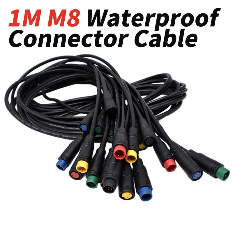 1M M8 Plug Connection Wire M8 Male to Female Extension Cord M8 Waterproof Connector Cable 2 3 4 5 6 Head Sensor Line Mini
