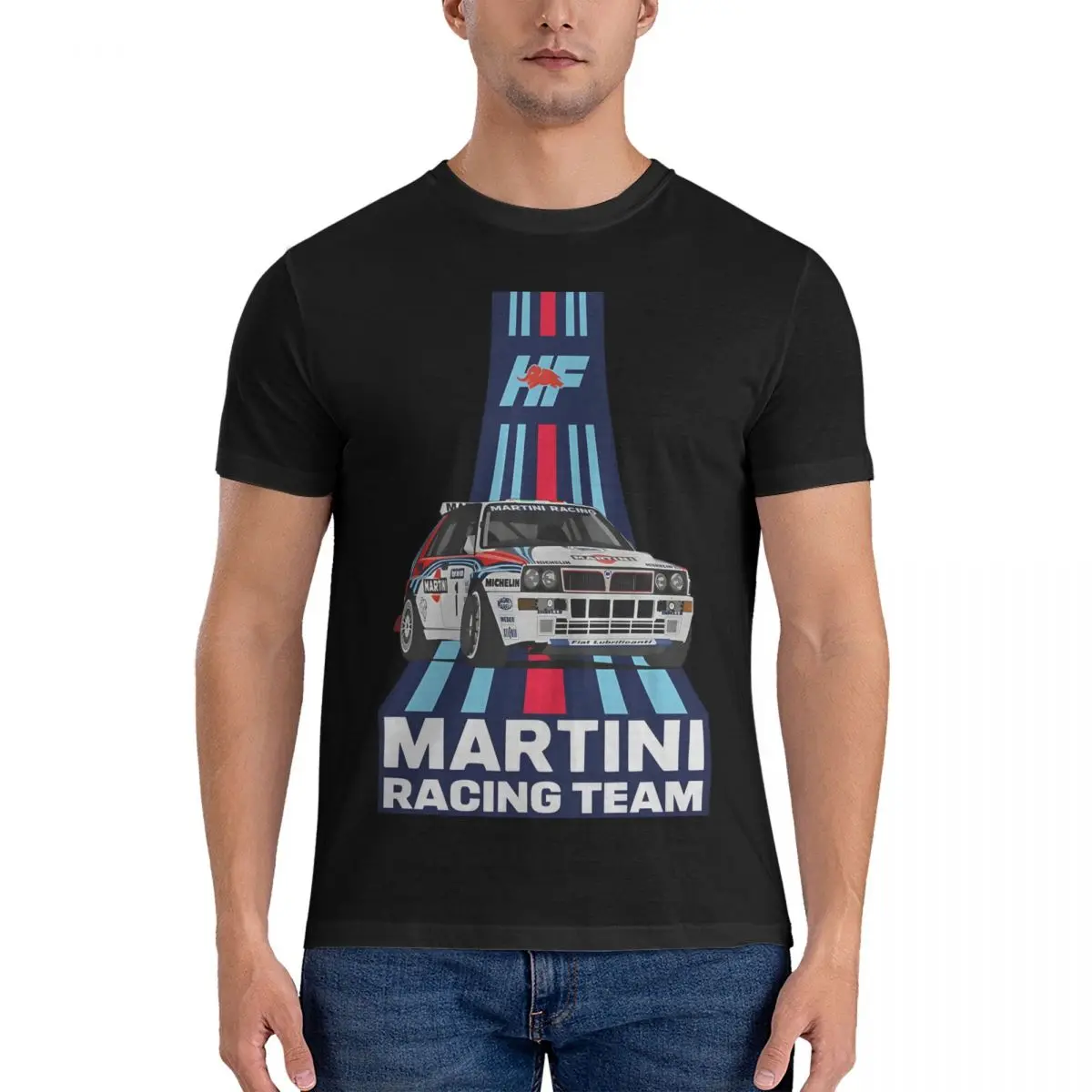 Lancia Delta HF T Shirts Men Cotton Novelty T-Shirts Crewneck Martini Racing Tees Short Sleeve Clothing 4XL 5XL 6XL