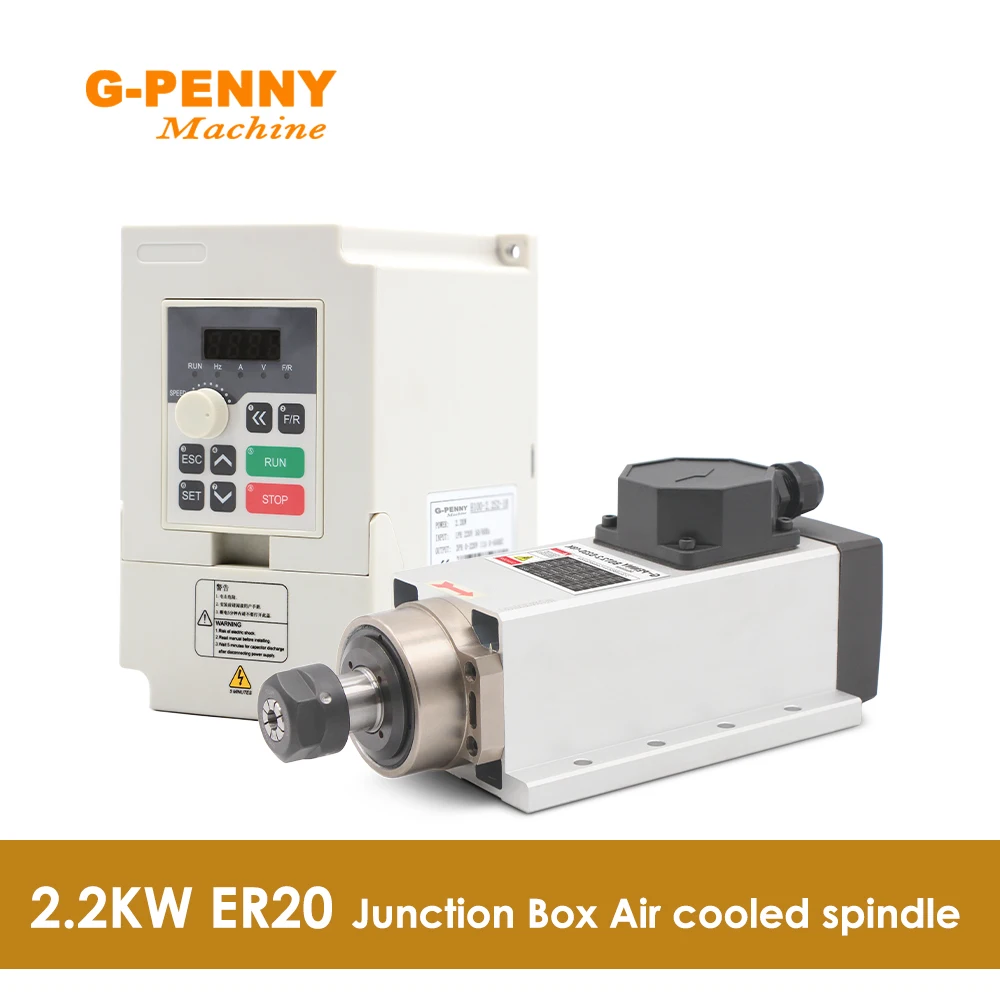Cnc Air Cooling Spindle Motor ar Refrigerado Spindle Ql-inverter 300hz Rolamentos de Esferas de Cerâmica 220v 2.2kw Er20 Pcs