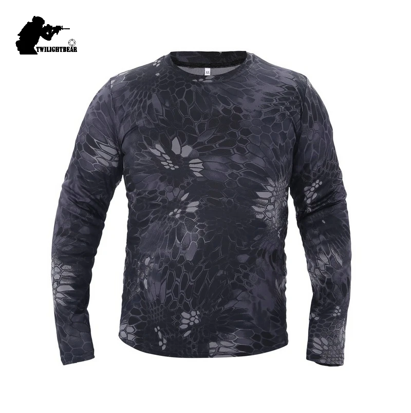 Camouflage Men\'s T-Shirts Long Sleeve Quick Drying Tactical Shirt Men Clothing Outdoor Training Hunting Camping Tees AFT01