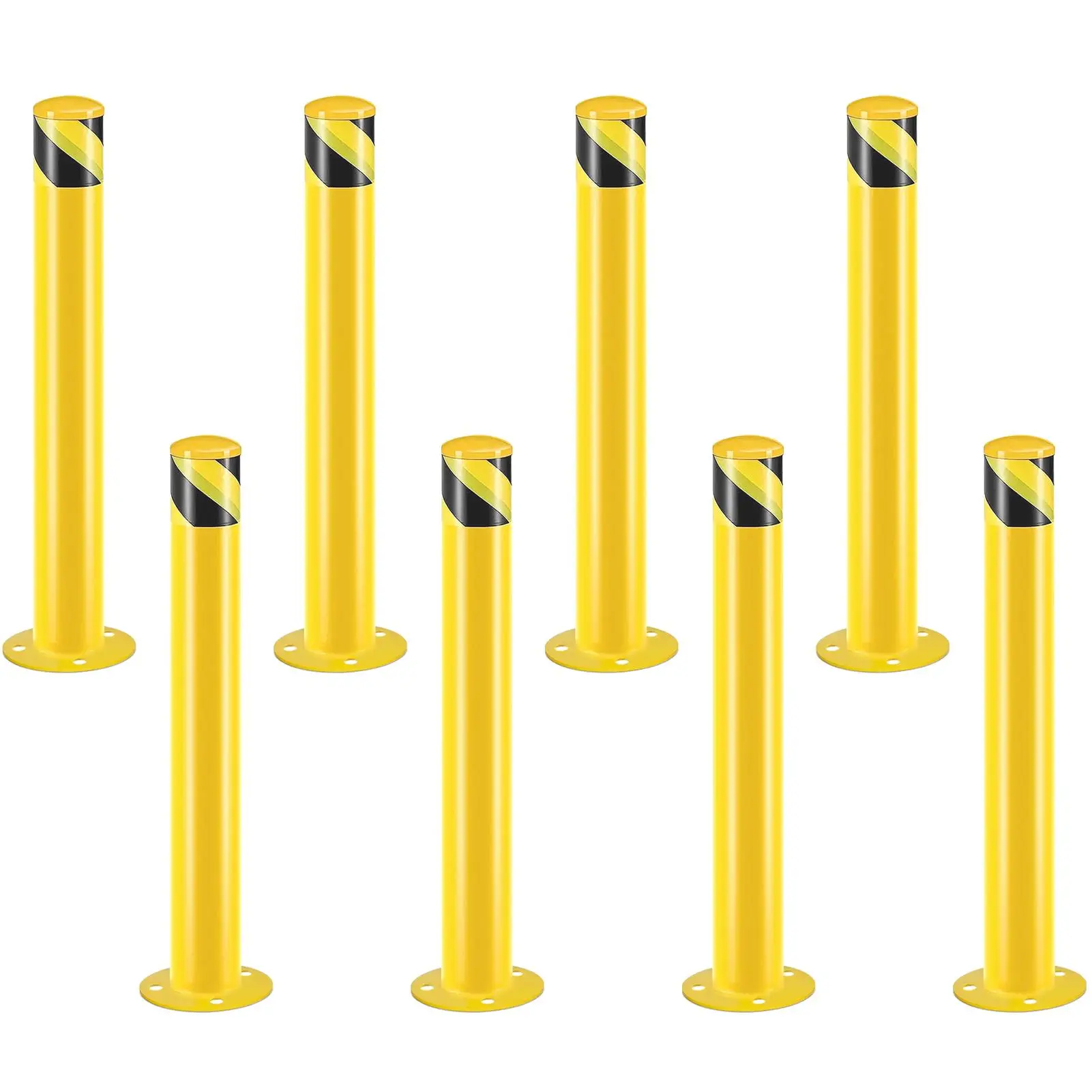 Safety Bollard Post, 42 Inch Height Steel Bollards, 3.5 Inch Diameter Parking Bollard, Yellow Powder Coated Safety Parking