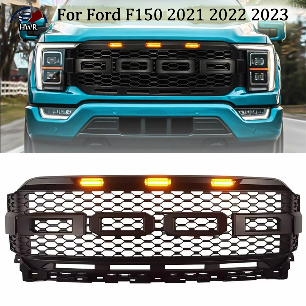 

Raptor Grills Front Bumper Grille Car Guard Grid For Ford F150 2021 2022 2023 Offroad Grille Replace Original Front Grille