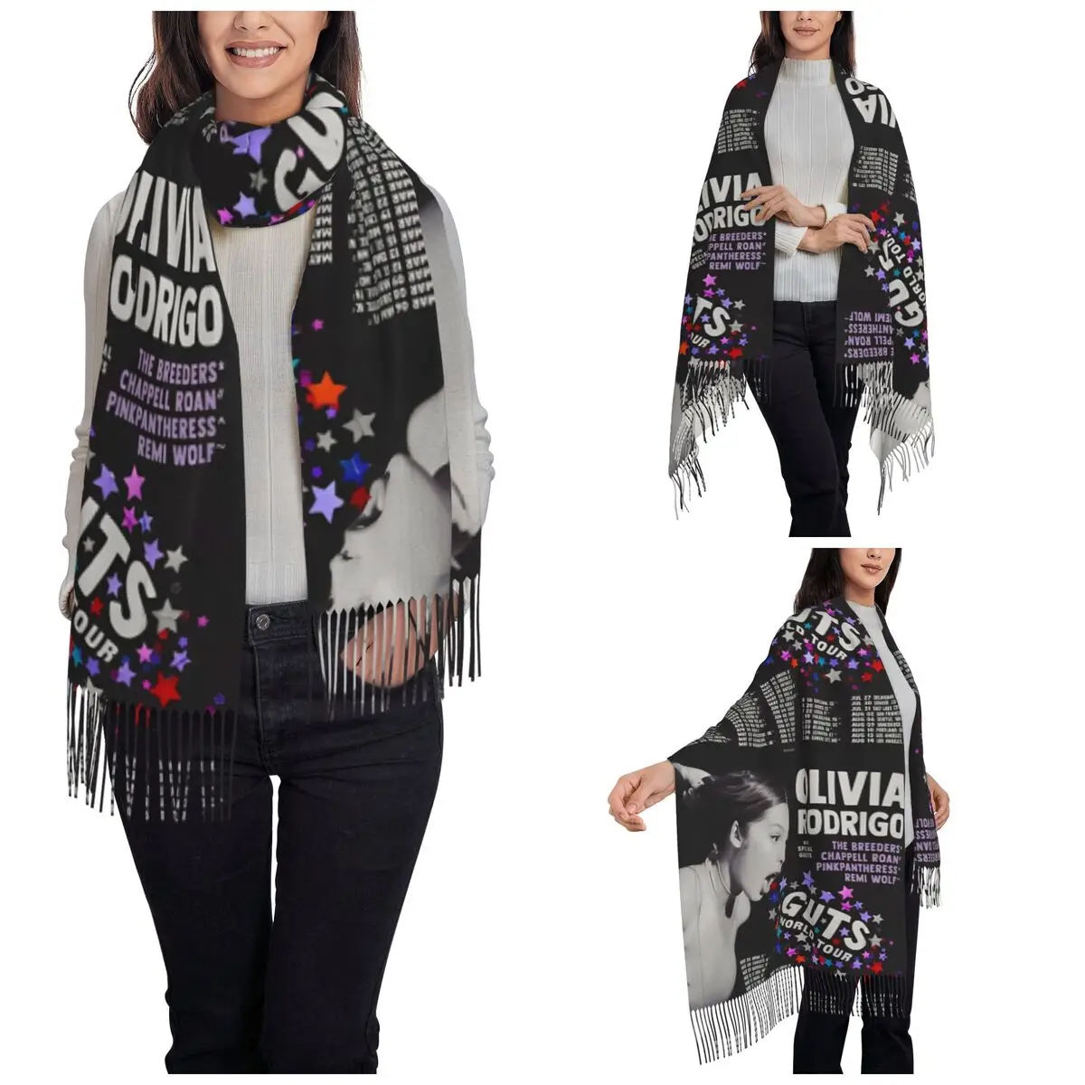 Women's Tassel Scarf Oliviaa Sour Guts Vampire Large Winter Warm Shawl and Wrap Rodrigos Gifts Pashmina Scarves