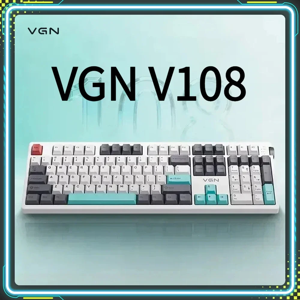 VGN V108 Gaming Keyboard Long Battery Life RGB Wireless Customized Tri-Mode Mechanical Keyboard PC E-Sports Accessories Gifts