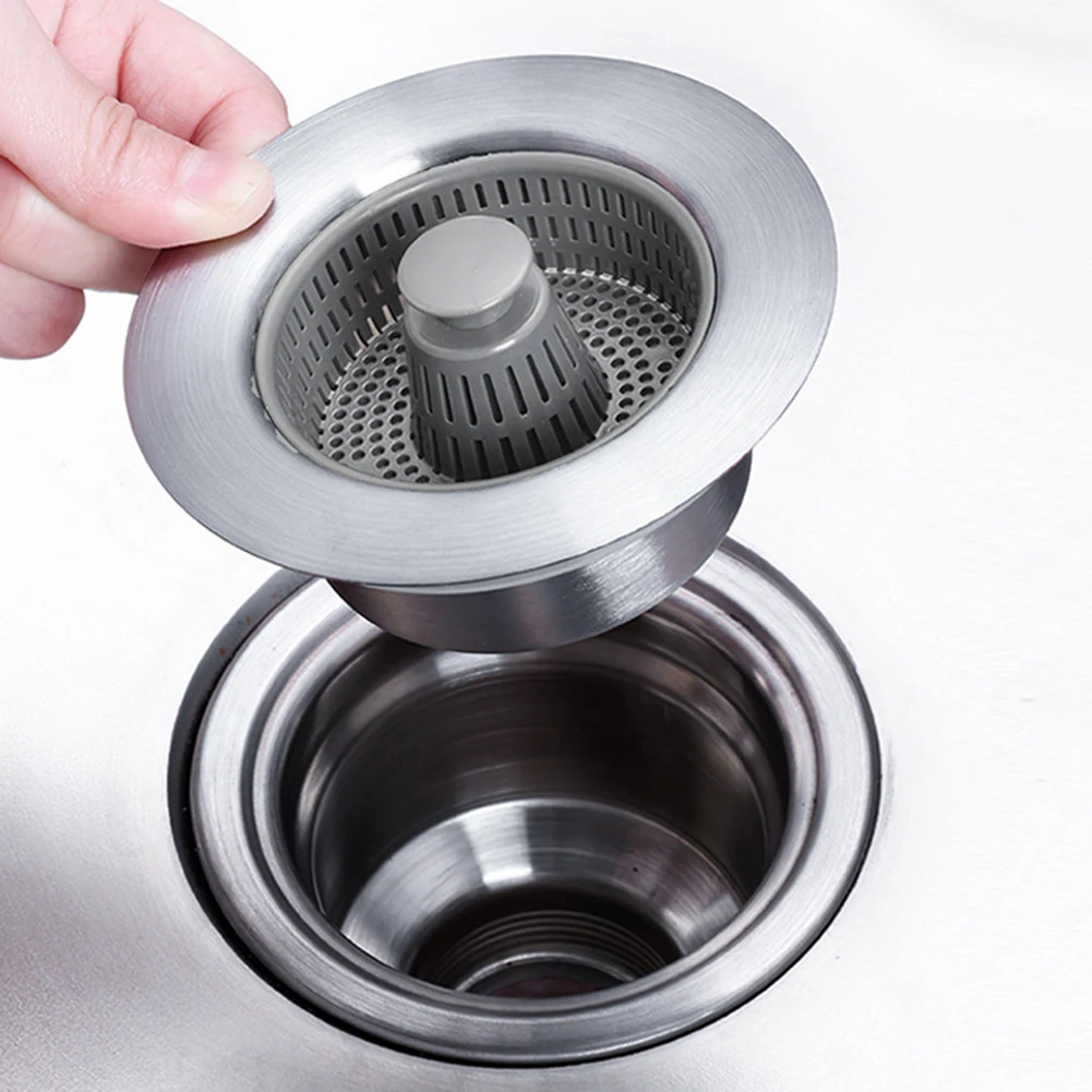 

Kitchen Sink Drain Strainer With Portable Handle Stainless Steel Sink Drain Strainer Rust-proof Scratch-resistant Sink Stopper