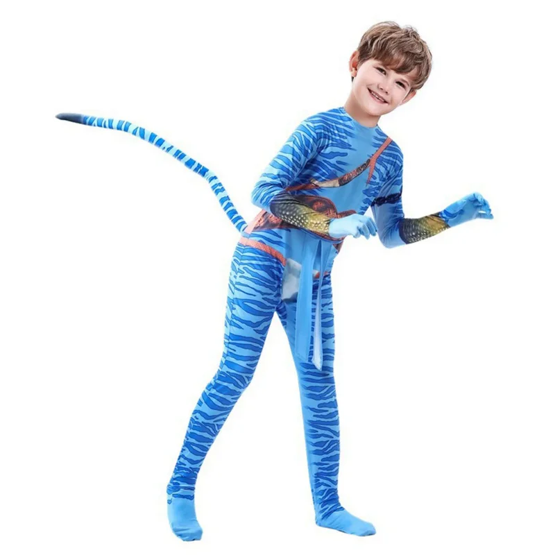 Avatar 2 Neytiri disfraz de Anime para niños, disfraz de Halloween, Alien, Zentai, Fantasia, Avatar Tail, monos, disfraz, ropa de Carnaval