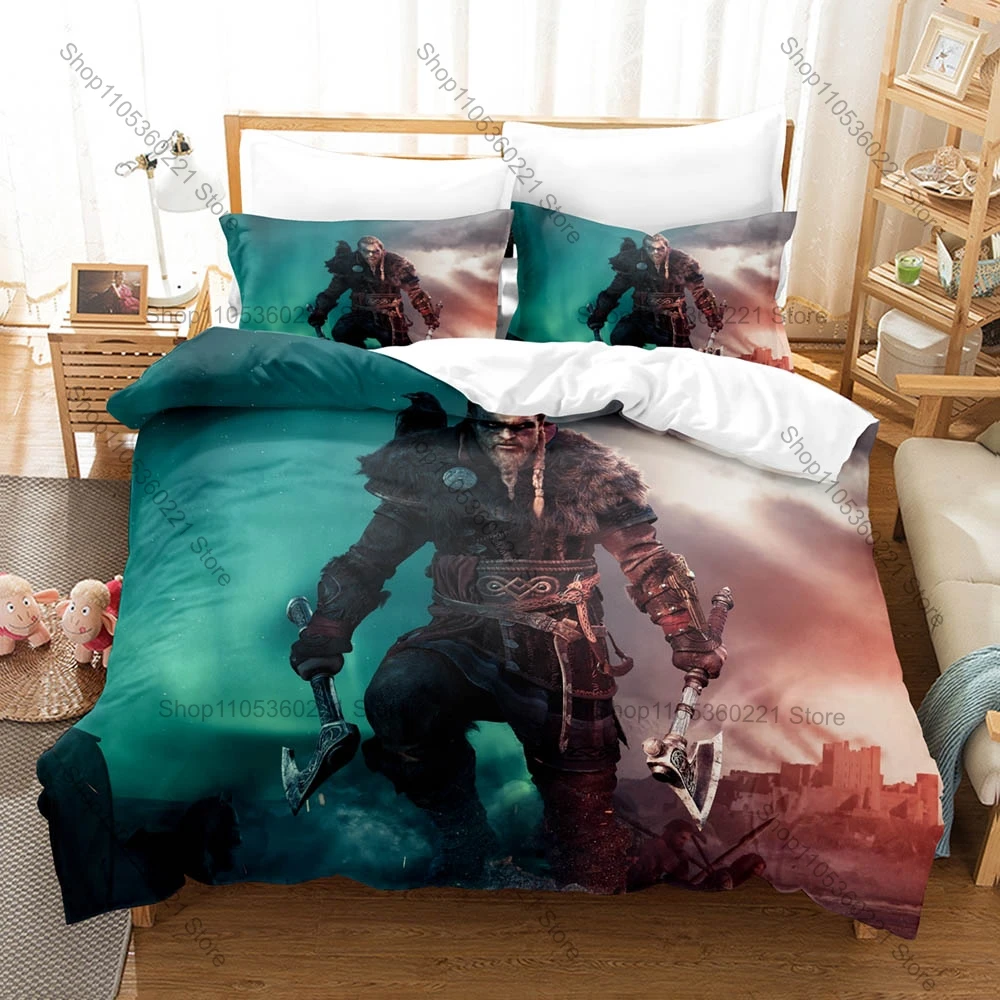 

Nordic Art Bedding Set 3Pcs Vigvisir Fantasy Viking Pattern Modern Stylish Bedroom Ornament Vivid Print Cozy Microfiber Bedding