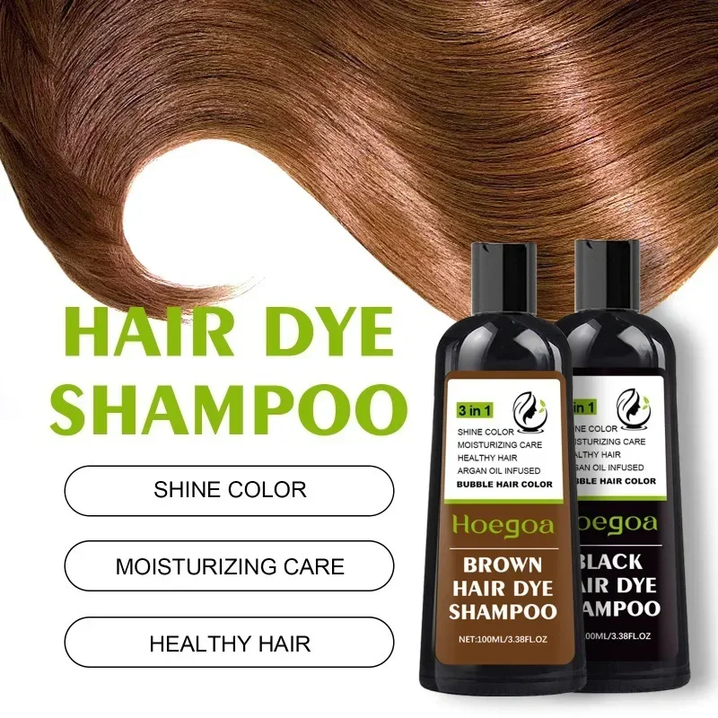 Bubble Hair Dye Shampoo Lasting Convenient Effective Covering Gray White Natural Black Nourishing Hairs Color Plants Dying Cream