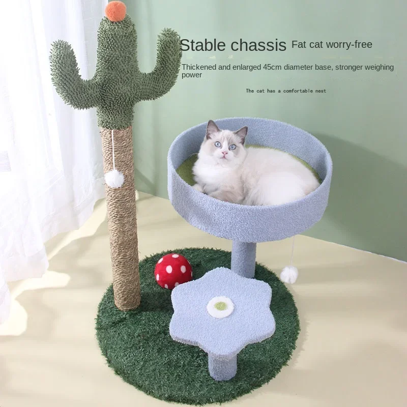 Cat Climbing Frame Cactus Shape Stable Height Jumping Cat Climbing Multi-purpose Pet Integrated Seaweed Rope Cat Climbing Post