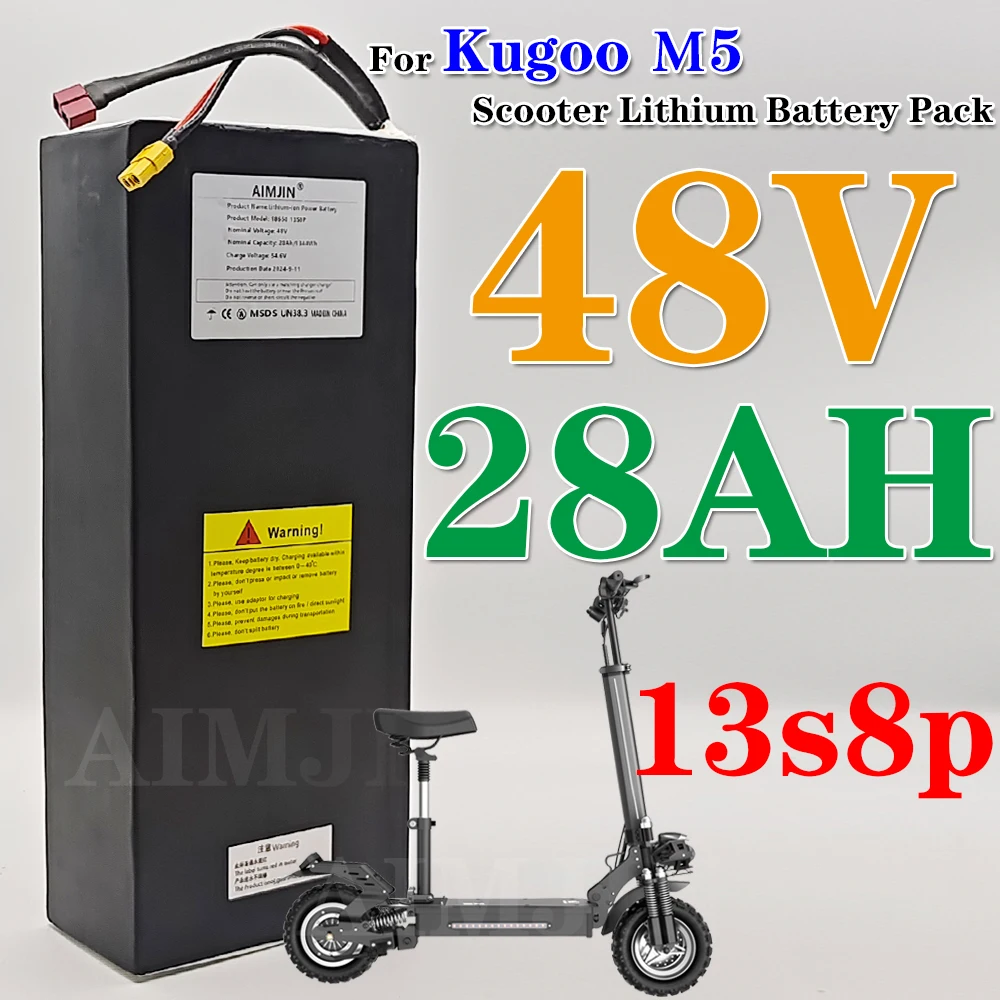 Original 48V Battery 28Ah Lithium Ion 13S8P Battery Pack Folding Electric Scooter for Kugoo M5/M5Pro/MaxSpeed Built in BMS