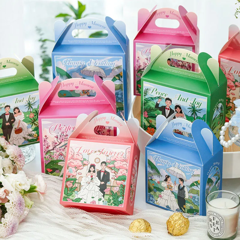 

10Pcs/2Sizes Wedding Bridegroom Bride Gift Boxes Party Decoration Thank You Guests Candy Packaging Small Chocolate Box Wholesale