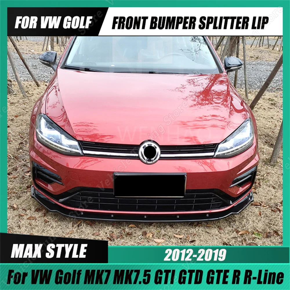 

For VW Golf 7 MK7 7.5 GTI R Front Bumper Lip Spoiler Splitter Diffuser Canards Bodykits Cover Guard 7 7.5 GTI GTD GTE R R-Line