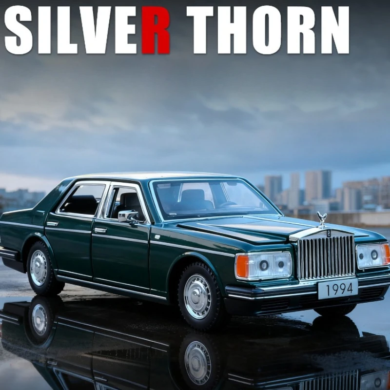 Simulated 1:32 Silver Spur 1994 Alloy Retro Sport Car Model Sound Light Pull-Back Toy Car Children Boy Gift Collection Miniature