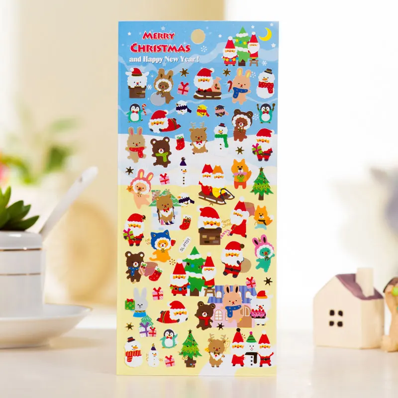 4 pcs Merry Christmas Golding Christmas Special Adhesive Stickers Scrapbooking DIY Journaling Diary Cute Stationery Stickers