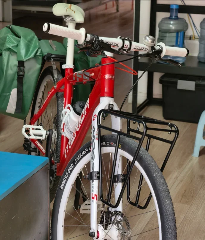 2026 Steel Bicycle Front Fork Luggage Bracket, Adjustable MTB Front Cargo Rack, Bike Side Bag Mount Holder, Cycling Accessory