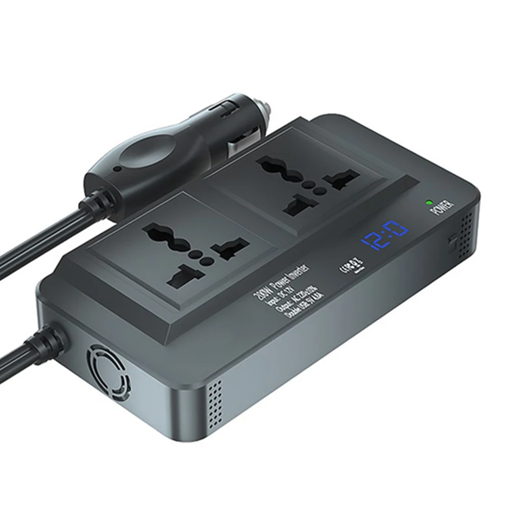 

200W Car Power Inverter DC 12V to AC 110V 220V Power Adapter 4 USB Fast Charging Universal US EU Plug Socket