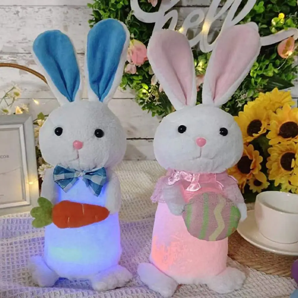 With Led Light Easter Bunny Gnome Glowing Reusable Easter Rabbit Doll Dwarf Luminous Soft Plush Bunny Gnome