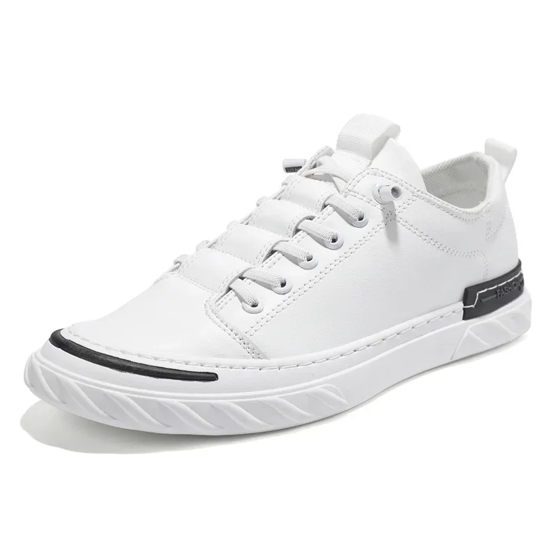 

Fashion Soft Bottom Men Canvas Sneakers New Top Board Shoes Ice Silk Sports PU Leather Casual Male Footwear White Black Color