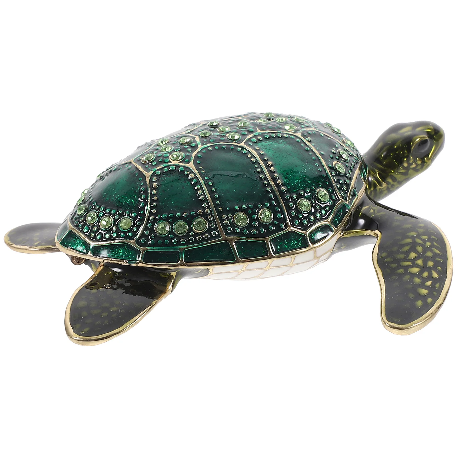 Vintage Enameled Turtle Jewelry Box Small Sea Turtle Shaped Trinket Organizer Desktop Decor Enamel Trinket Box