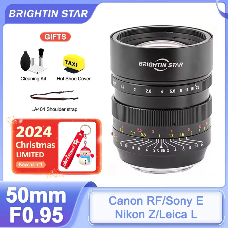 Brightin Star 50mm F0.95 Full Frame Large Aperture Mirrorless Camera Lens for Canon EOS R Nikon Z Sony E Leica L Mount A7R R8 R6