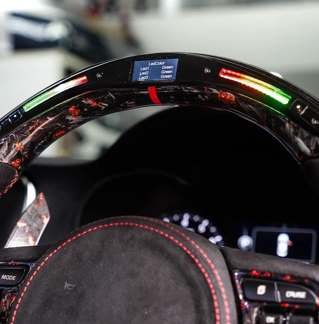 

Red Forged Carbon Steering Wheel With LED Display for Kia Stinger GT 2018-2023！