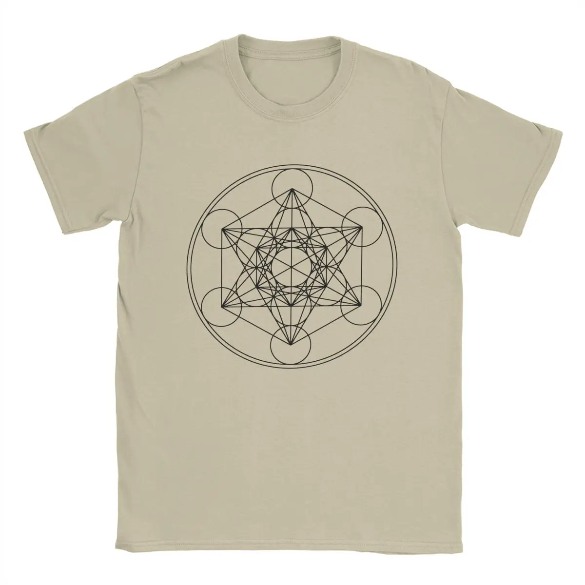 Metatrons Cube Flower Of Life Men T Shirts Sacred Geometry Magic Mandala Tee Shirt Short Sleeve T-Shirts Cotton Party Clothes