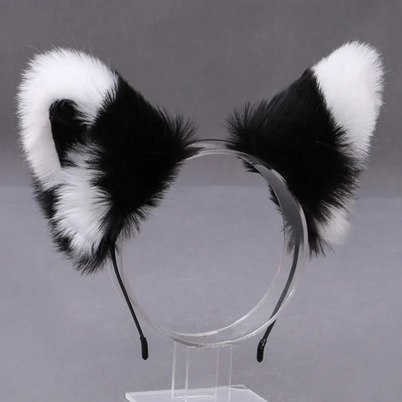 Diadema de Anime de Halloween para niña, diadema de piel sintética de Lolita, orejas de zorro y gato, accesorios para el cabello