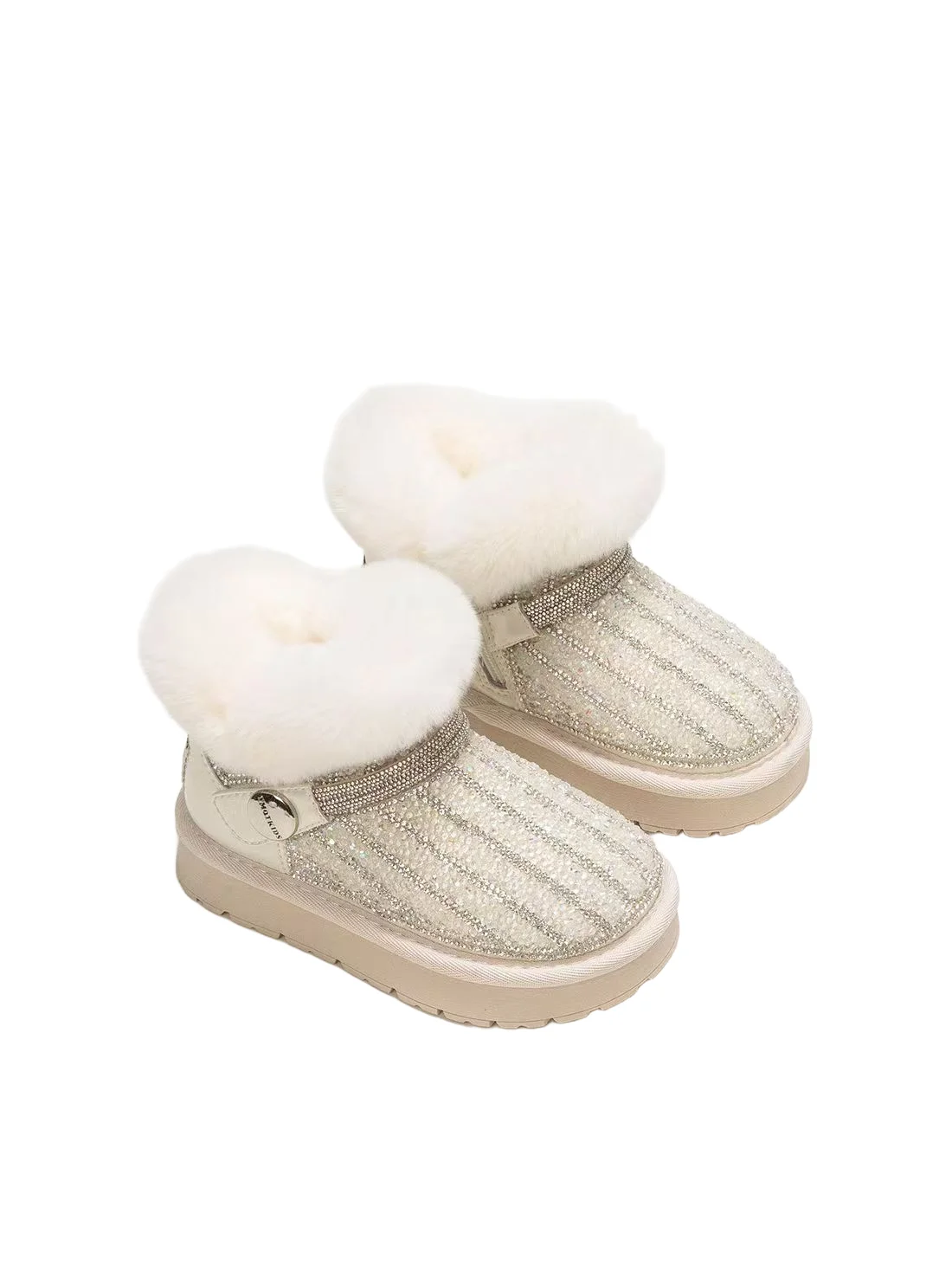 أحذية ثلج للأطفال بنعل سميك مطرزة بالترتر أحذية شتوية شتوية من القطيفة الحرارية أحذية بناتي مقاومة للانزلاق ونعل سميك مبطنة بالقطن #3