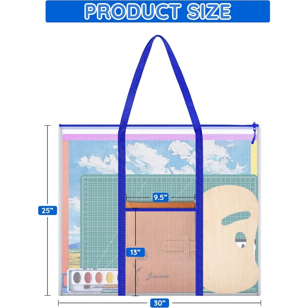 ZKOO บอร์ดข่าวสารที่เก็บโปสเตอร์, แผนภูมิการจัดเก็บขนาดใหญ่พิเศษกระเป๋าผลงานศิลปะ 30 x 25 นิ้ว, องค์กรแผ่นบอร์ดข่าว