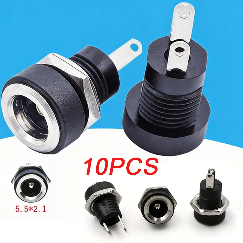 10PCS 3A 12v for DC Power Supply Jack Socket Female Panel Mount Connector 5.5 mm x 2.1mmConnector