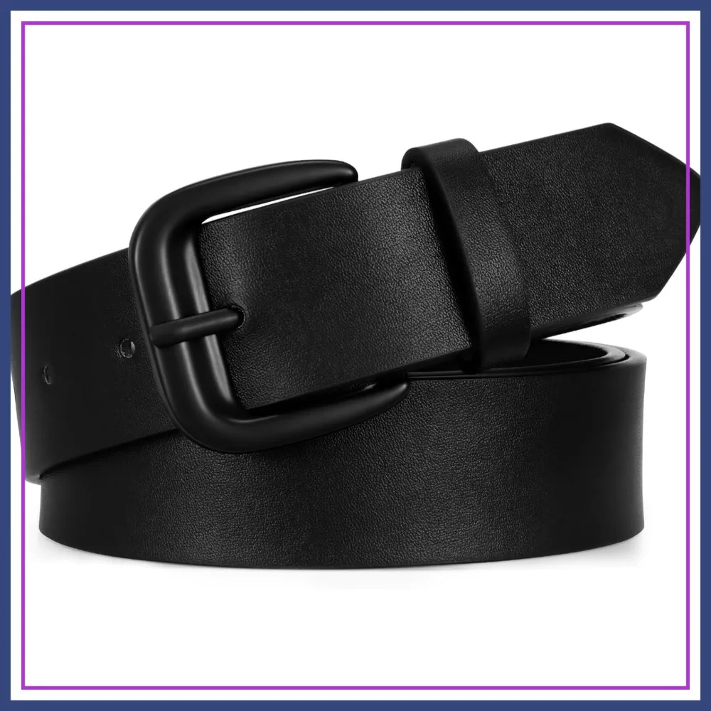 

9 Hole Adjustable PU Leather Belt for Women, Flexible Square Buckle, Jeans Pants Dresses
