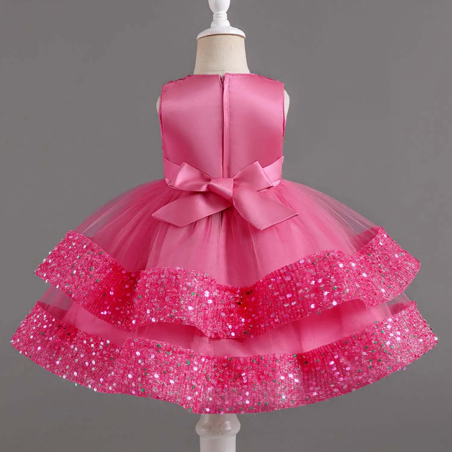 Cute Baby Sequin Party Dress for 1st Baptism Toddler Gown Sleeveless Tulle Wedding Prom Princess Birthday Dresses for Kids Girls