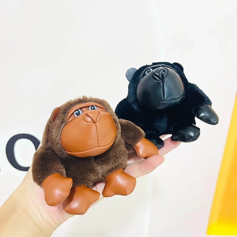 Kawaii Black Gorilla Plush Pendant Cute Cartoon Animal Soft Plush Stuffed Keychain Backpack Keychain Decoration Car Key Charms